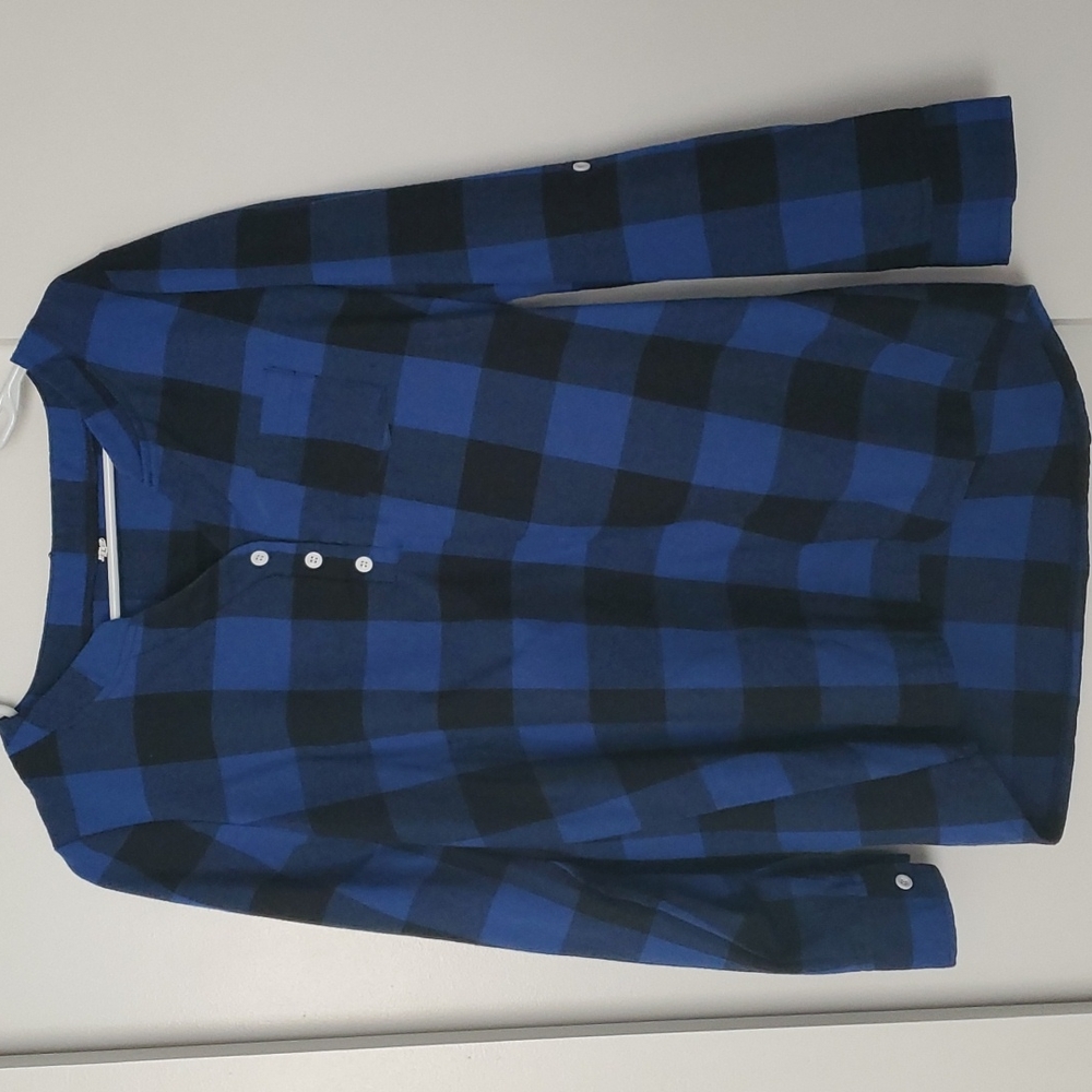 Blue Buffalo Check Flannel Half-Button Shirt, Size L (fits as M)